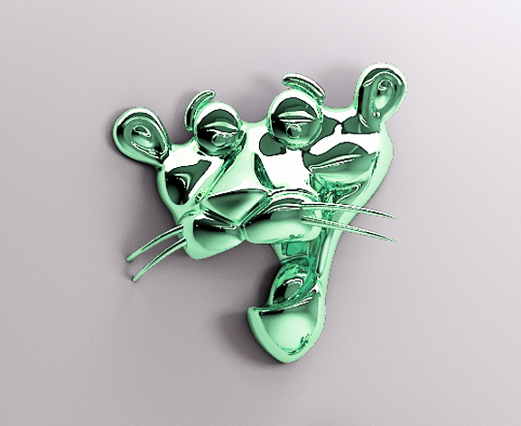 <b><i>Mint Desire</i></b>, 2020 <br> Recycled Resin (PETG), Chrome Spray Paint. 37 x 37 x 17 cm <br> Edition: 3