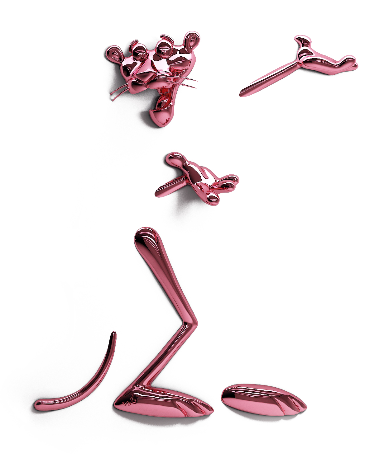 <b><i>Pink Delight</i></b>, 2020 <br> Recycled Resin (PETG), Chrome Spray Paint. 150 x 93 x 20 cm <br> Edition: 9