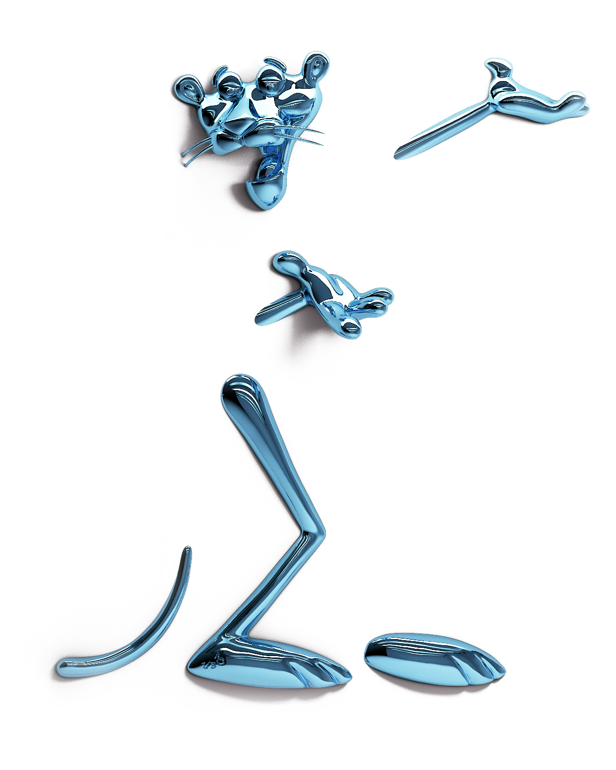 <b><i>Blue Delight</i></b>, 2020 <br> Recycled Resin (PETG), Chrome Spray Pain. 150 x 93 x 20 cm <br> Edition: 9