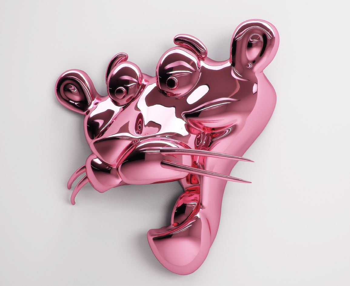 <b><i>Pink Desire</i></b>, 2020 <br> Recycled Resin (PETG), Chrome Spray Paint. 37 x 37 x 17 cm <br> Edition: 3
