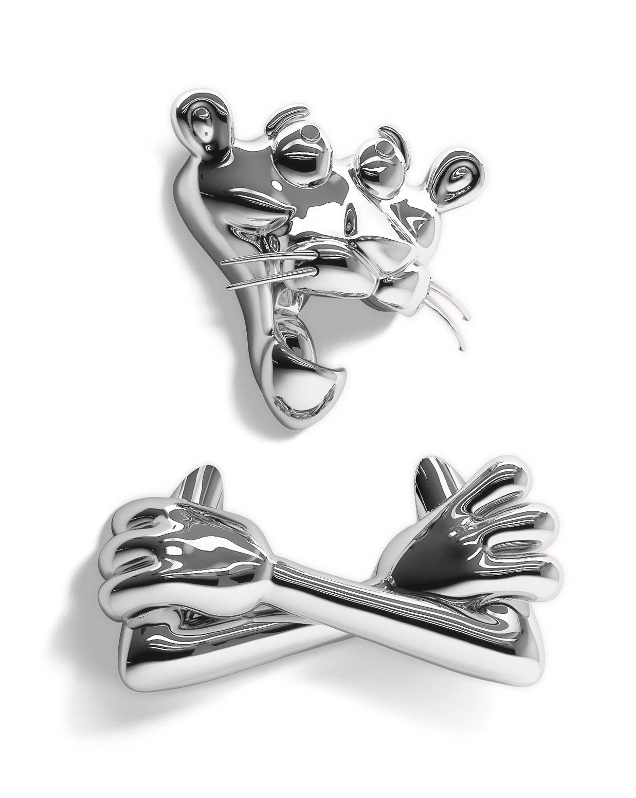 <b><i>Thinker</i></b>, 2022 <br> Resin, Chrome Spray Paint. 46 x 75 x 27 cm <br> Edition: 9