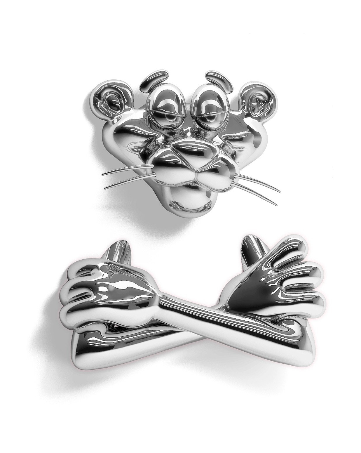 <b><i>Strategist</i></b>, 2022 <br> Resin, Chrome Spray Paint. 46 x 75 x 27 cm <br> Edition: 9